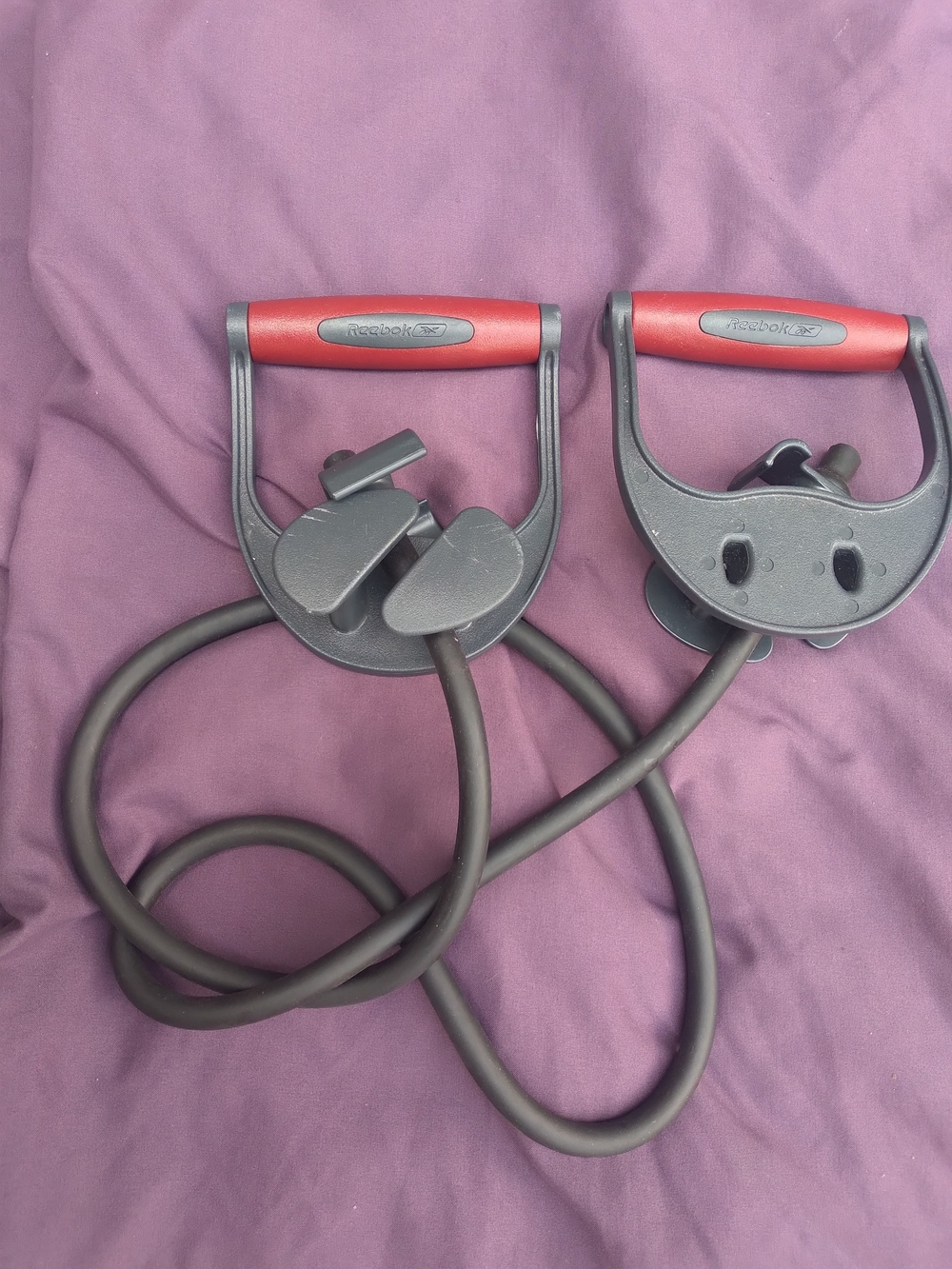 Reebok Red and Black Resistance Tube Handles with Clips